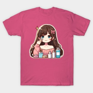 Girl applying skincare cute T-Shirt